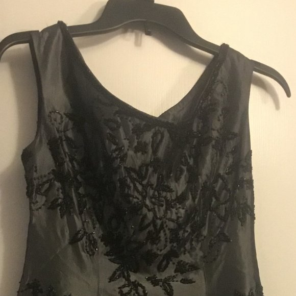 Amani Black Hand Beaded Silk Evening Gown - Picture 1 of 4